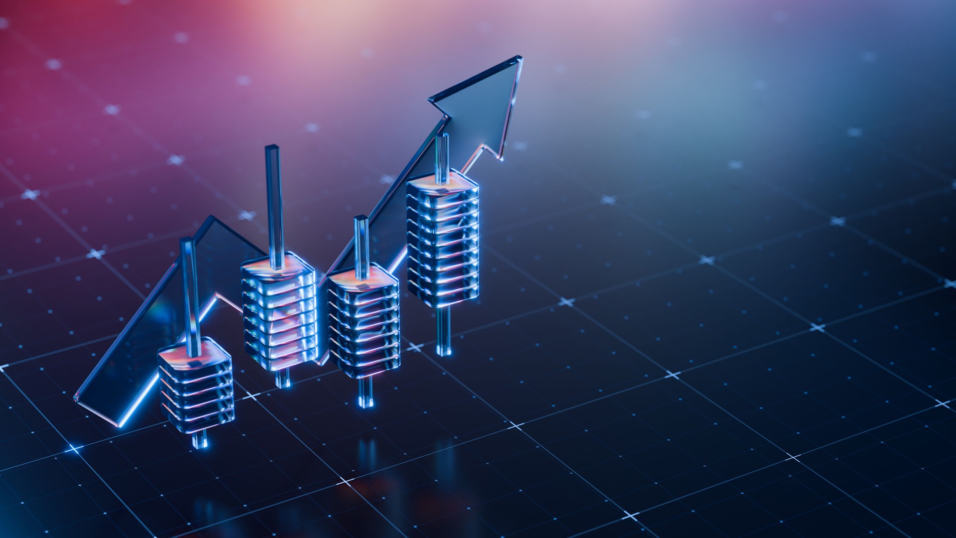 Abstract Stock market Candle Chart with Upward Trend Indicator